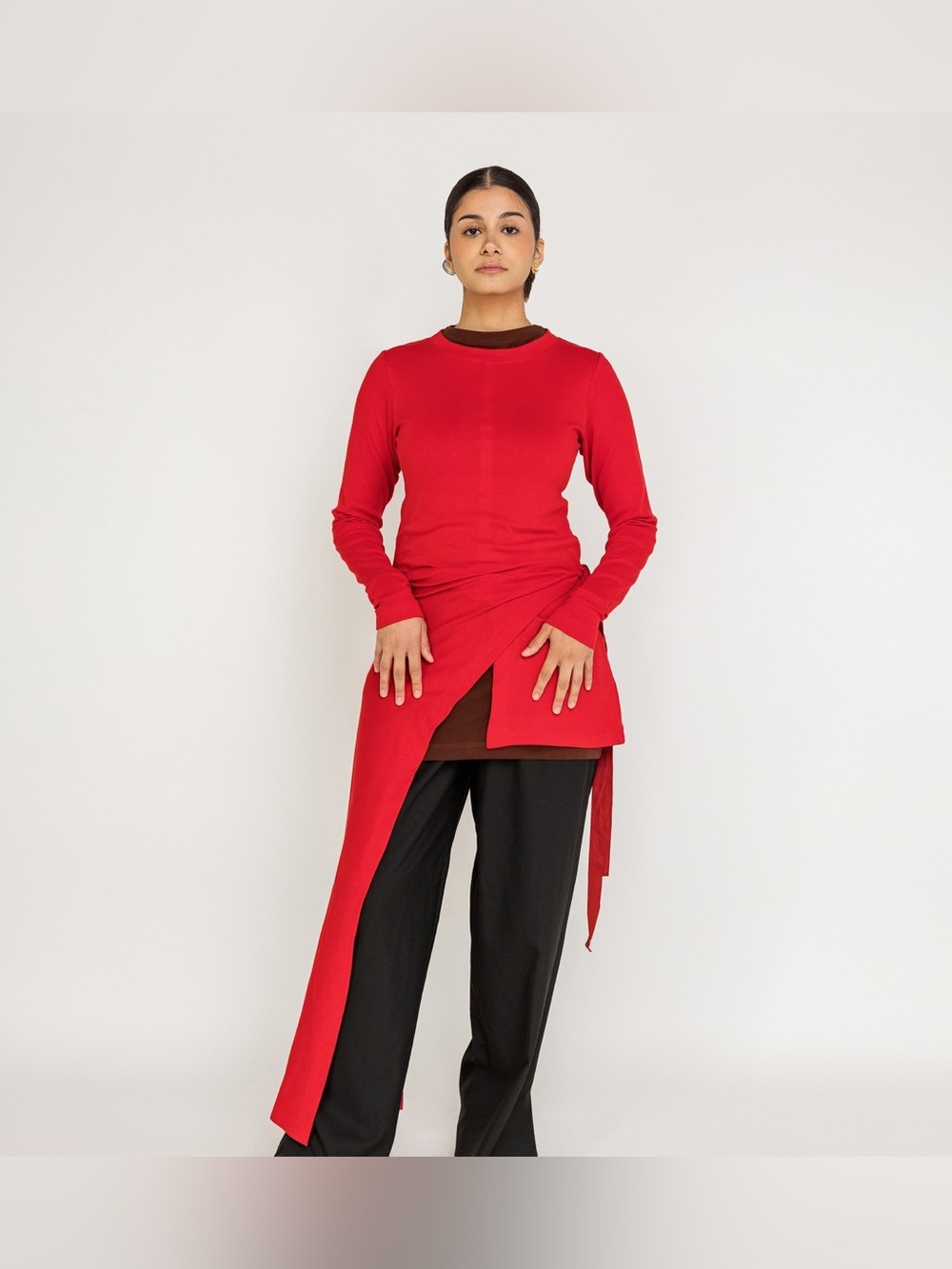 vela scarves red high low top